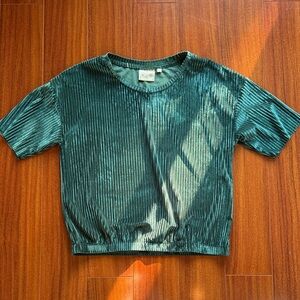 Dantelle Teal Ribbed Short Sleeve Top